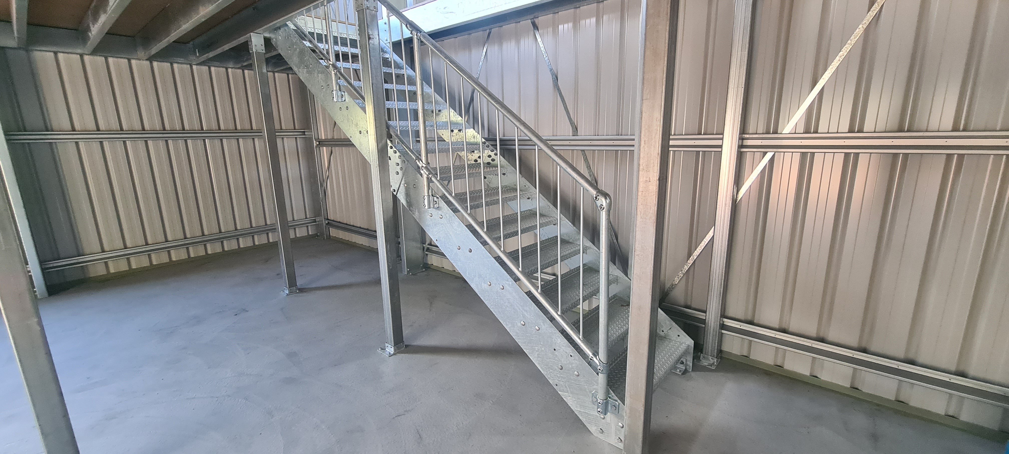 Internal shed stairs to optimise shed storage space in Hobart