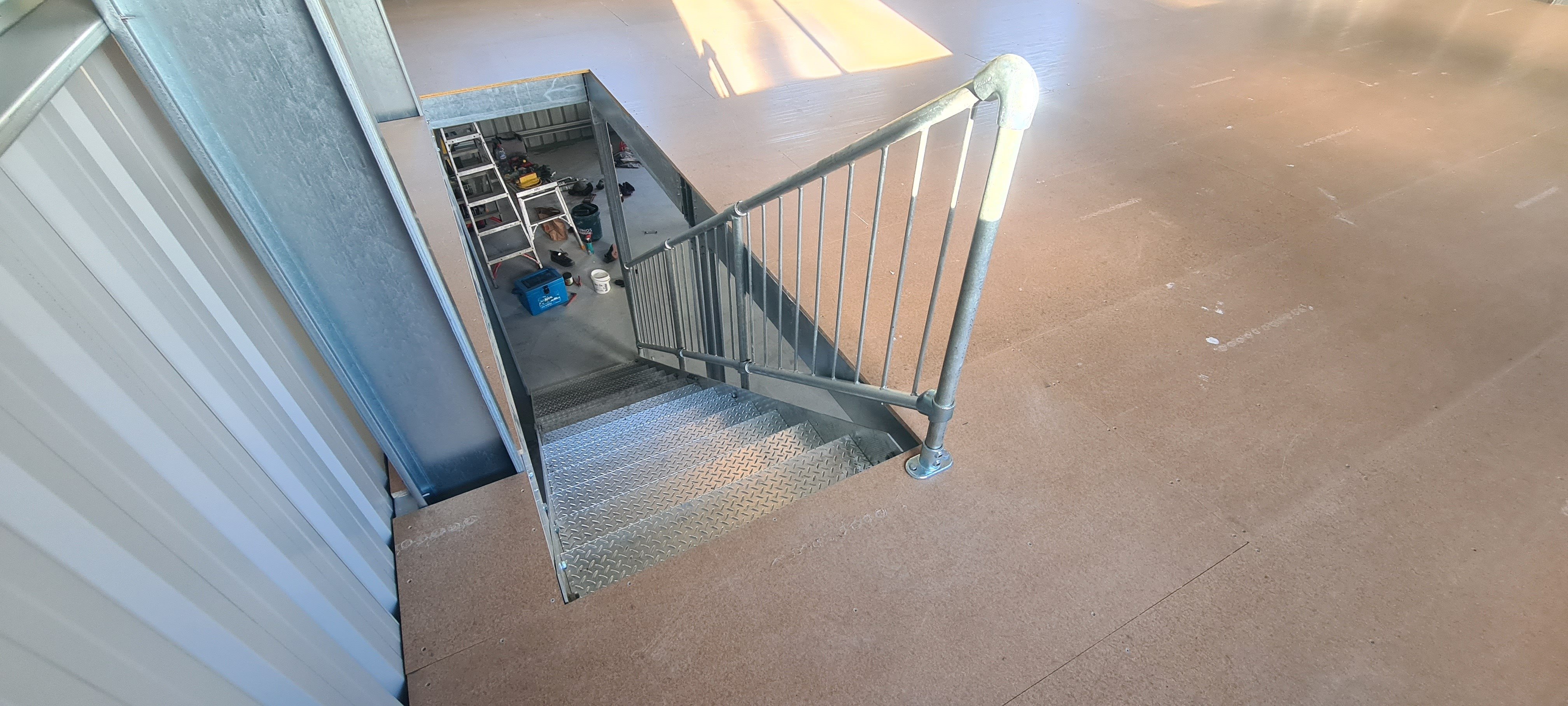 Internal shed storage access stairs